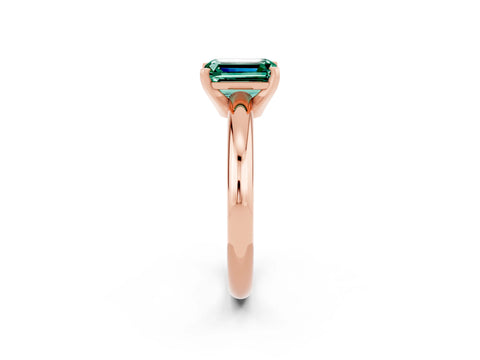 Rose gold Emerald Cut Green Sapphire Solitaire Engagement Ring with Round Band and Four-Prong Setting_2