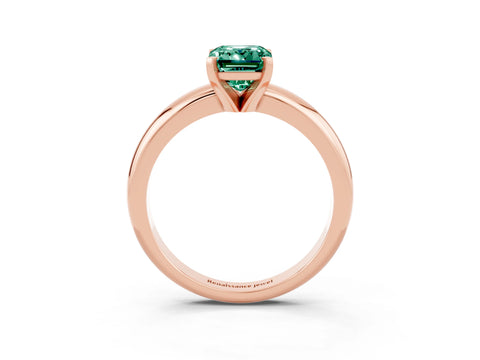 Rose gold Emerald Cut Green Sapphire Solitaire Engagement Ring with Round Band and Four-Prong Setting_3