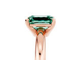Rose gold Emerald Cut Green Sapphire Solitaire Engagement Ring with Round Band and Four-Prong Setting_5