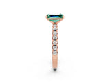 Rose gold Emerald Cut Green Sapphire Solitaire Pavé Band with Four-Prong Setting_2