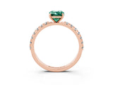 Rose gold Emerald Cut Green Sapphire Solitaire Pavé Band with Four-Prong Setting_3