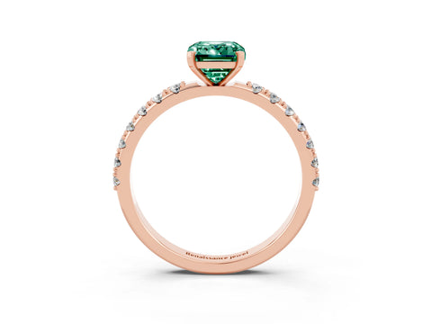 Rose gold Emerald Cut Green Sapphire Solitaire Pavé Band with Four-Prong Setting_3
