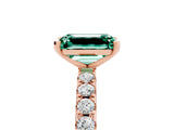 Rose gold Emerald Cut Green Sapphire Solitaire Pavé Band with Four-Prong Setting_5
