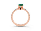 Rose gold Emerald Cut Green Sapphire Solitaire Pavé Engagement Ring with Round Band and Prong Setting_15
