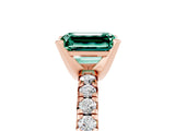 Rose gold Emerald Cut Green Sapphire Solitaire Pavé Engagement Ring with Round Band and Prong Setting_17