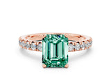 Rose gold Emerald Cut Green Sapphire Solitaire Pavé Engagement Ring with Round Band and Prong Setting_66
