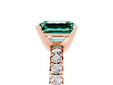 Rose gold Emerald Cut Green Sapphire Solitaire Pavé Engagement Ring with Round Band and Prong Setting_71