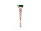 Rose gold Emerald Cut Green Sapphire Solitaire Ring with Cathedral Setting and Pavé Band_2