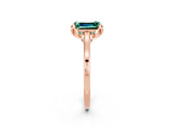Rose gold Emerald Cut Green Sapphire Solitaire Ring with Flower Prong Setting and Classic Band_38