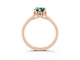 Rose gold Emerald Cut Green Sapphire Solitaire Ring with Flower Prong Setting and Classic Band_39