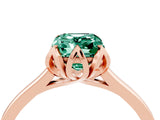 Rose gold Emerald Cut Green Sapphire Solitaire Ring with Flower Prong Setting and Classic Band_40