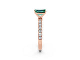Rose gold Emerald Cut Green Sapphire Solitaire Ring with Pavé Accents and Four-Prong Setting_2