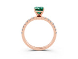 Rose gold Emerald Cut Green Sapphire Solitaire Ring with Pavé Accents and Four-Prong Setting_3