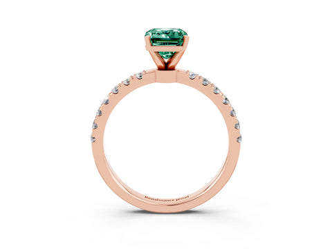 Rose gold Emerald Cut Green Sapphire Solitaire Ring with Pavé Accents and Four-Prong Setting_3