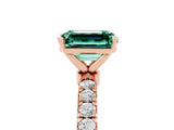 Rose gold Emerald Cut Green Sapphire Solitaire Ring with Pavé Accents and Four-Prong Setting_5