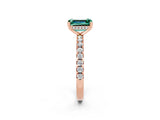 Rose gold Emerald Cut Green Sapphire Solitaire Ring with Pavé Band and Four-Prong Setting_26