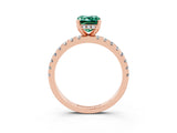 Rose gold Emerald Cut Green Sapphire Solitaire Ring with Pavé Band and Four-Prong Setting_27