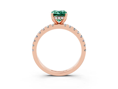 Rose gold Emerald Cut Green Sapphire Solitaire Ring with Pavé Band and Four-Prong Setting_27