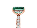 Rose gold Emerald Cut Green Sapphire Solitaire Ring with Pavé Band and Four-Prong Setting_29