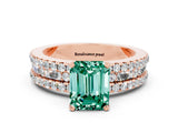 Rose gold Emerald Cut Green Sapphire Solitaire Ring with Pavé and Channel Set Band_20