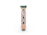 Rose gold Emerald Cut Green Sapphire Solitaire Ring with Pavé and Channel Set Band_22