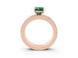 Rose gold Emerald Cut Green Sapphire Solitaire Ring with Pavé and Channel Set Band_23