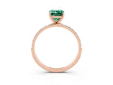 Rose gold Emerald Cut Green Sapphire Solitaire Ring with Pave Band and Four Prong Setting_27