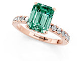 Rose gold Emerald Cut Green Sapphire Solitaire Ring with Round  Pavé Band and Four-Prong Setting_45