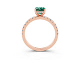 Rose gold Emerald Cut Green Sapphire Solitaire Ring with Round  Pavé Band and Four-Prong Setting_47