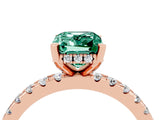 Rose gold Emerald Cut Green Sapphire Solitaire Ring with Round  Pavé Band and Four-Prong Setting_48