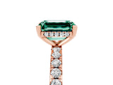 Rose gold Emerald Cut Green Sapphire Solitaire Ring with Round  Pavé Band and Four-Prong Setting_49