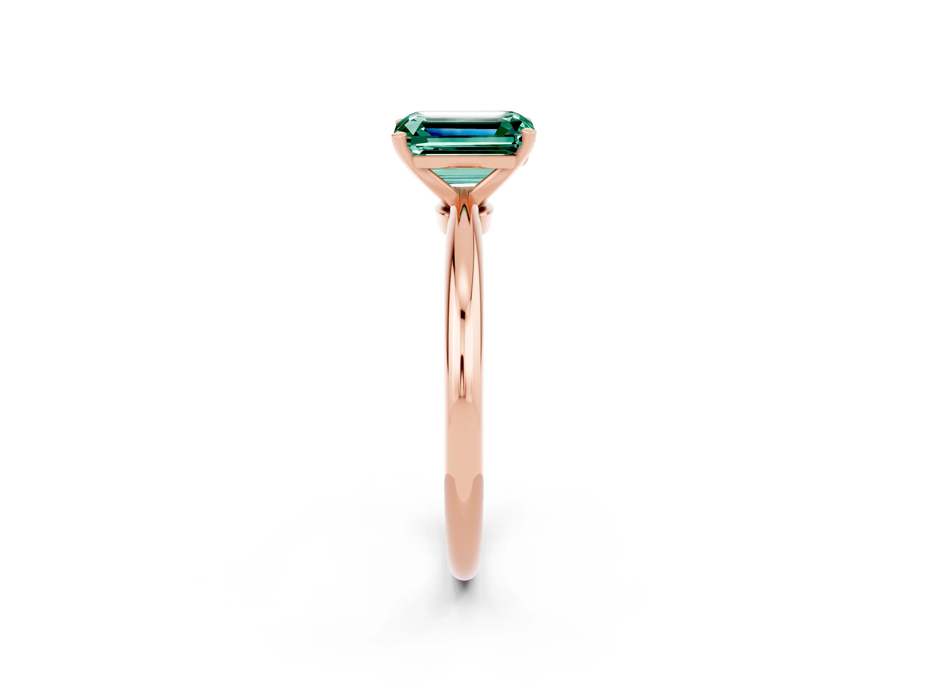 Rose gold Emerald Cut Green Sapphire Solitaire Ring with Six-Prong Setting and Classic Band_2