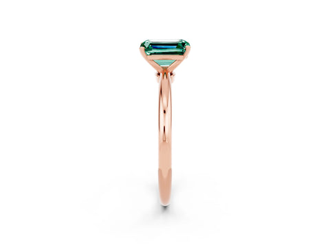 Rose gold Emerald Cut Green Sapphire Solitaire Ring with Six-Prong Setting and Classic Band_2