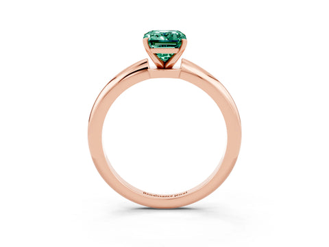 Rose gold Emerald Cut Green Sapphire Solitaire Ring with Six-Prong Setting and Classic Band_3