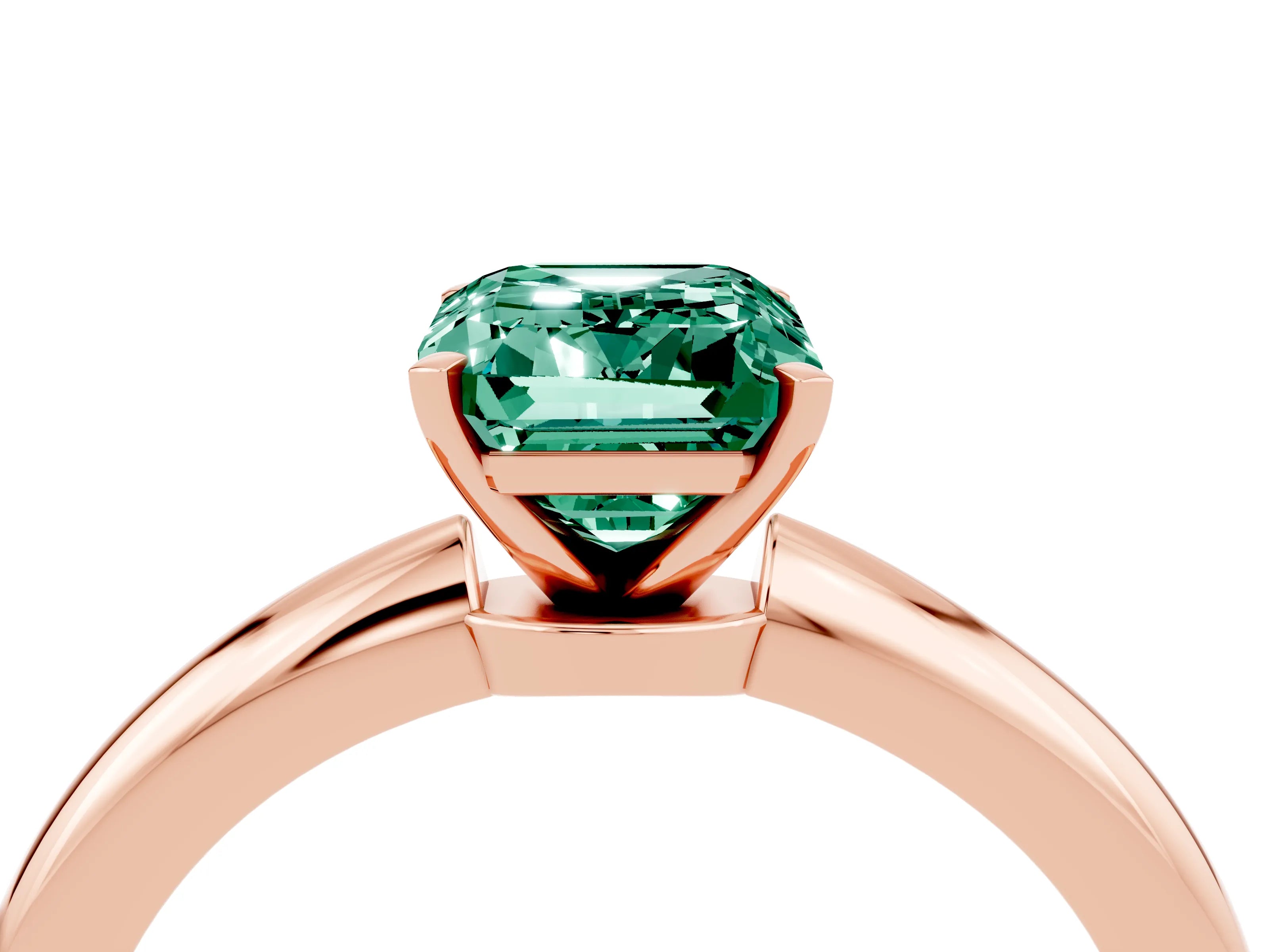 Rose gold Emerald Cut Green Sapphire Solitaire Ring with Six-Prong Setting and Classic Band_4