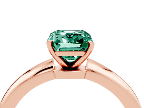 Rose gold Emerald Cut Green Sapphire Solitaire Ring with Six-Prong Setting and Classic Band_4