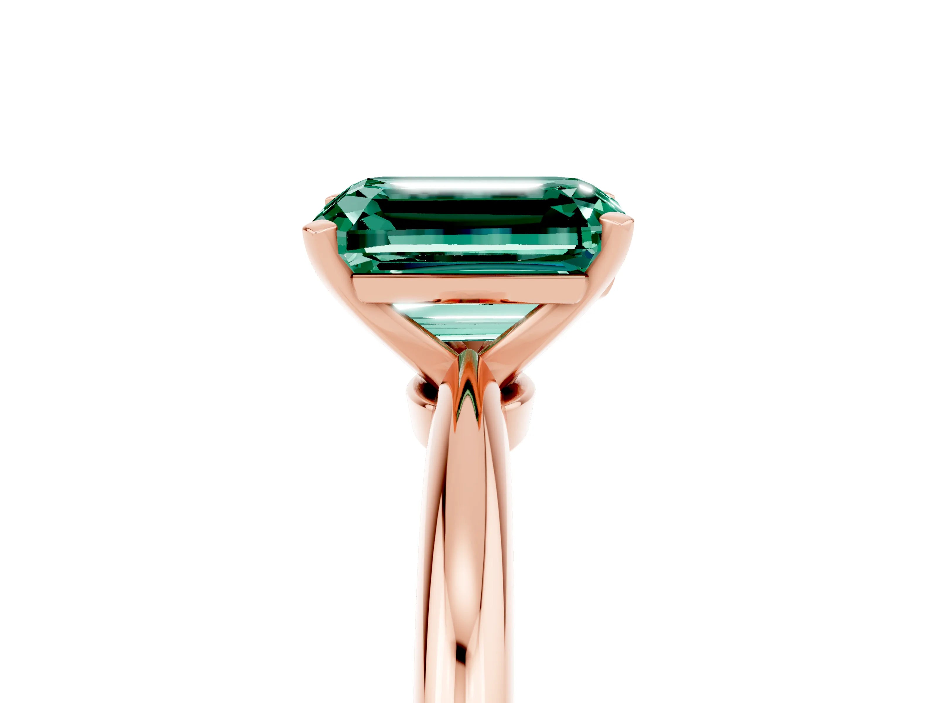 Rose gold Emerald Cut Green Sapphire Solitaire Ring with Six-Prong Setting and Classic Band_5