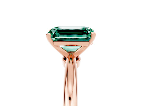 Rose gold Emerald Cut Green Sapphire Solitaire Ring with Six-Prong Setting and Classic Band_5