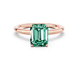 Rose gold Emerald Cut Green Sapphire Solitaire Ring with Thin Band and Four-Prong Setting_12