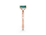 Rose gold Emerald Cut Green Sapphire Solitaire Ring with Thin Band and Four-Prong Setting_14