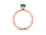 Rose gold Emerald Cut Green Sapphire Solitaire Ring with Thin Band and Four-Prong Setting_15