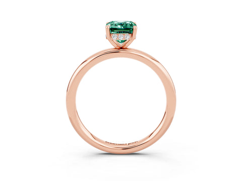 Rose gold Emerald Cut Green Sapphire Solitaire Ring with Thin Band and Four-Prong Setting_15