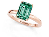 Rose gold Emerald Cut Green Sapphire Solitaire Ring with Thin Band and Prong Setting_13