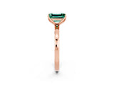 Rose gold Emerald Cut Green Sapphire Solitaire Ring with Thin Band and Prong Setting_14