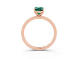 Rose gold Emerald Cut Green Sapphire Solitaire Ring with Thin Band and Prong Setting_15