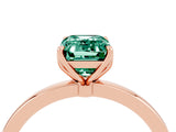 Rose gold Emerald Cut Green Sapphire Solitaire Ring with Thin Band and Prong Setting_16