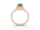 Rose gold Emerald Cut Green Sapphire Solitaire Ring with Wide Band and Prong Setting_3