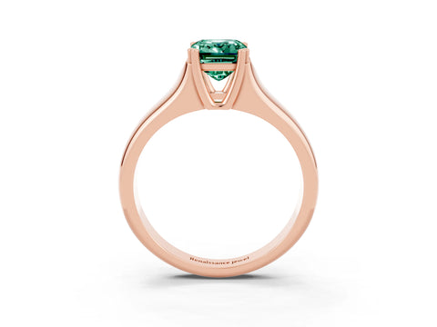 Rose gold Emerald Cut Green Sapphire Solitaire Ring with Wide Band and Prong Setting_3