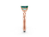 Rose gold Emerald Cut Green Sapphire Solitaire Twist Band Prong Setting Ring_50
