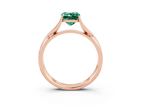 Rose gold Emerald Cut Green Sapphire Solitaire Twist Band Prong Setting Ring_51